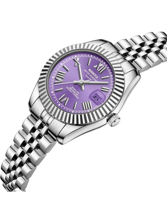 Nibosi Women\'s Silver And Purple Analog Stainless Steel Waterproof Luxury Watch main image 6